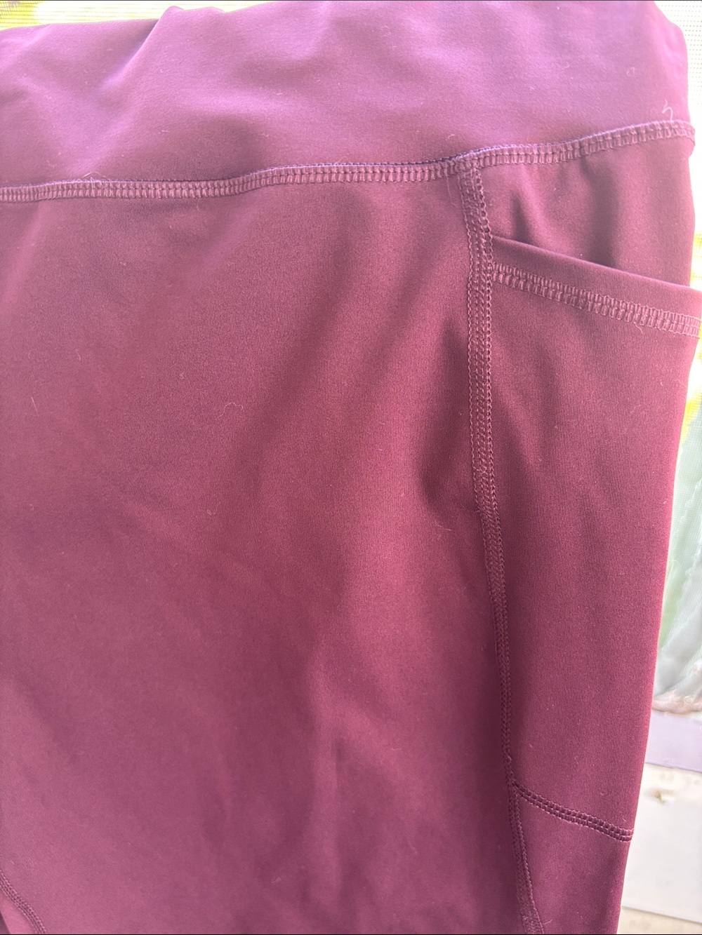 RBX Burgundy High-Waist Leggings with Side Pockets - Picture 2 of 7